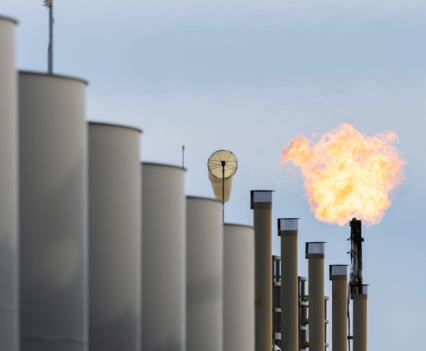 A flare burns associated natural gas on an oil pad on the Fort Berthold Indian Reservation on Oct. 27, 2021. More than 199 billion cubic feet of natural gas has been burned on the reservation from 2012 to 2020, according to a Howard Center Investigation.