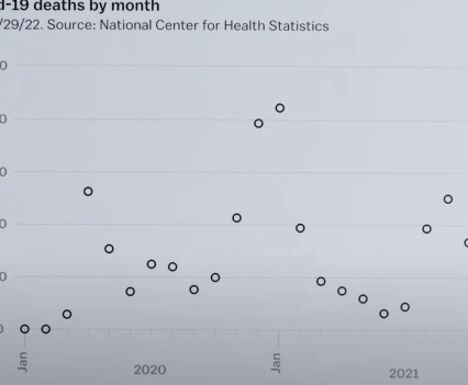 US Covid-19 deaths by month chart