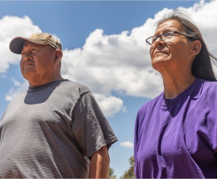 Alice Watchman and brother Leonard Watchman at her farm near Sawmill, Ariz., on the Navajo Nation on July 8, 2021