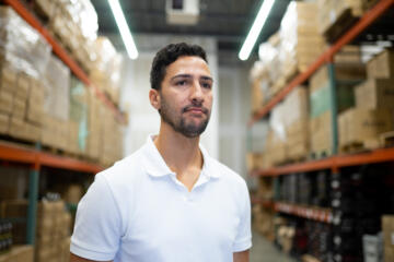 Robert Gomez, owner of startup 4Q Brands, in his warehouse in Buford, GA on October 6th, 2021. For more than two years, his coffee grinder had been one of his best sellers on Amazon.