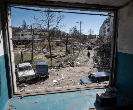 In the Kyiv suburb of Borodyanka, 29 residential buildings and many more private houses were ruined by Russian airstrikes on March 4 during the battle for Kyiv. According to city officials, there are confirmed bodies of residents under the rubbles. After the Russians retreated, emergency services started to clear rubbles.