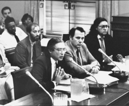 Walter Echo-Hawk, a Pawnee attorney with the Native American Rights Fund, testifies at a congressional hearing in July 1989 on the issue of repatriation. At the time, Echo-Hawk said, “Desecration and expropriation of Native graves, dead bodies and associated burial goods is clearly the most grisly and frightening problem confronting American Indians today.”