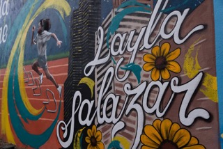 A mural in memory of Layla Salazar near the town plaza in Uvalde on Sept. 6.
