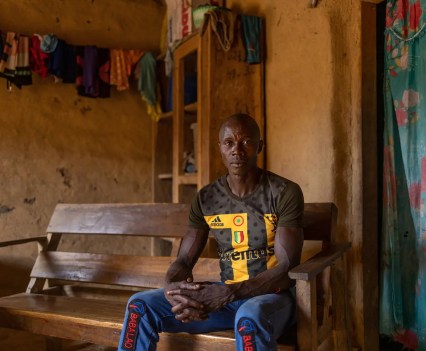 Etienne Ouamouno, whose toddler Emile was the first to die. He lost two children in eight days, then his wife died.