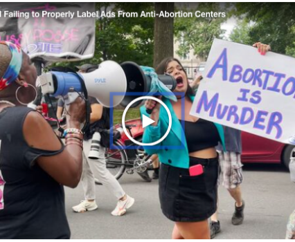 Screenshot from a YouTube video showing abortion protesters