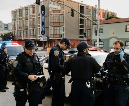 San Francisco Police Department officers work on Seventh Street on Dec. 14, 2022. | Jason Henry for The Standard