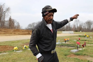 In 2019, Johnnie Haire broke ground on a new section of Sunset Gardens of Memory cemetery in Millstadt, Illinois, to create the “Garden of Grace,” which includes teenagers and young adults, many of whom were victims of gun violence. (CARA ANTHONY / KHN)