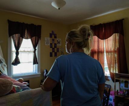 Jackie Snodgrass in her younger daughter’s bedroom in Charleston, West Virginia