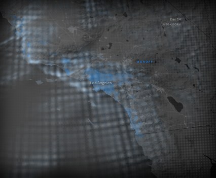 Infographic showing storm system over Los Angeles