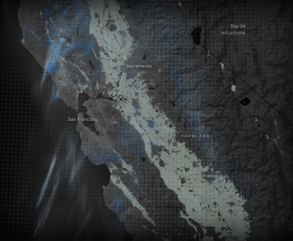 Infographic showing storm system over Sacramento and San Francisco