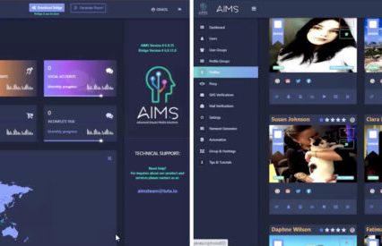 The AIMS platform, which hosts Jorge's army of avatars. The profile pictures seem to have been stolen.