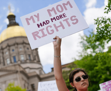 Activists rally outside the State Capitol in support of abortion rights in Atlanta, Georgia in May 2022.