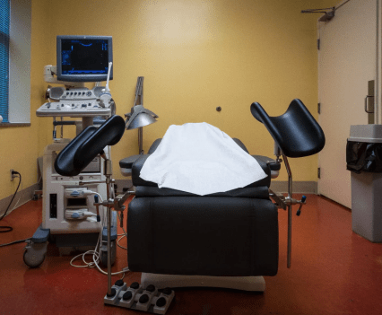 A procedural table is set up for the next patient to receive a surgical abortion at the Jackson Women's Health Organization, the Mississippi clinic at the center of the case that overturned Roe v. Wade.