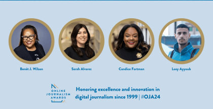 Benét J. Wilson, Sarah Alvarez, Candice Fortman and Loay Ayyoub honored in the 2024 Online Journalism Awards