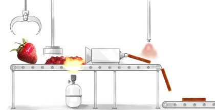 Graphic demonstrating industrial processing changes and its impact on the structure of food