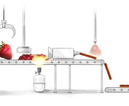 Graphic demonstrating industrial processing changes and its impact on the structure of food