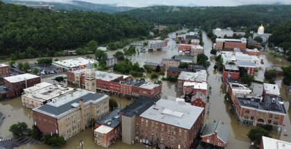 Photo of the flooding in a town in Vermont