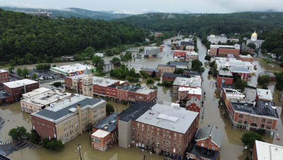 Photo of the flooding in a town in Vermont