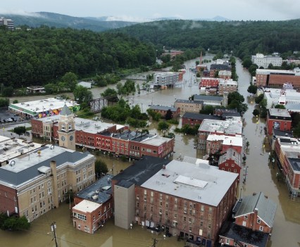 Photo of the flooding in a town in Vermont