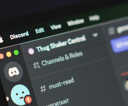 Closeup photo of a computer screen showing a discord channel called "Thug Shaker Control"