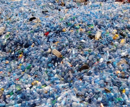 Photo of a mountain of plastic bottles