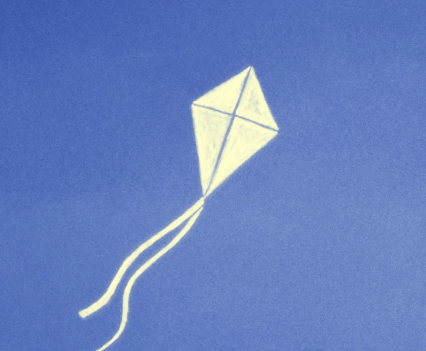 Graphic of a kite in a blue sky with text "I have witnessed or a war or two"