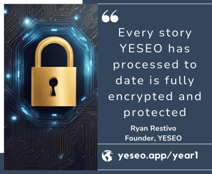 Promotional image for YESEO app featuring a gold lock