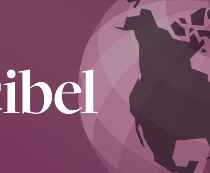 Purple and grey graphic of the glob with a focus on North and Central America with text "The Decibel"