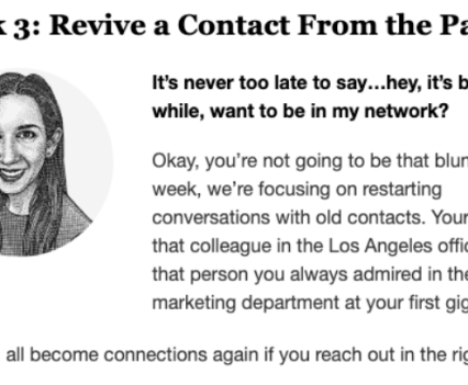 Screenshot from article of "Week 3: Revive a Contact from the Past"