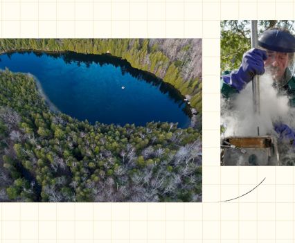 An aerial view of Crawford Lake. Layers of sediment at its bottom hold a record of more than a thousand years of history.