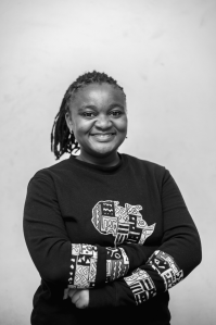 Black-and-white portrait of Arlette Bashizi
